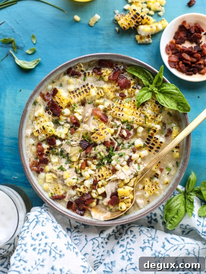 Grilled Corn, Chicken & Bacon Beer Chowder Recipe 10 grilled corn, chicken and bacon chowder I howsweeteats.com