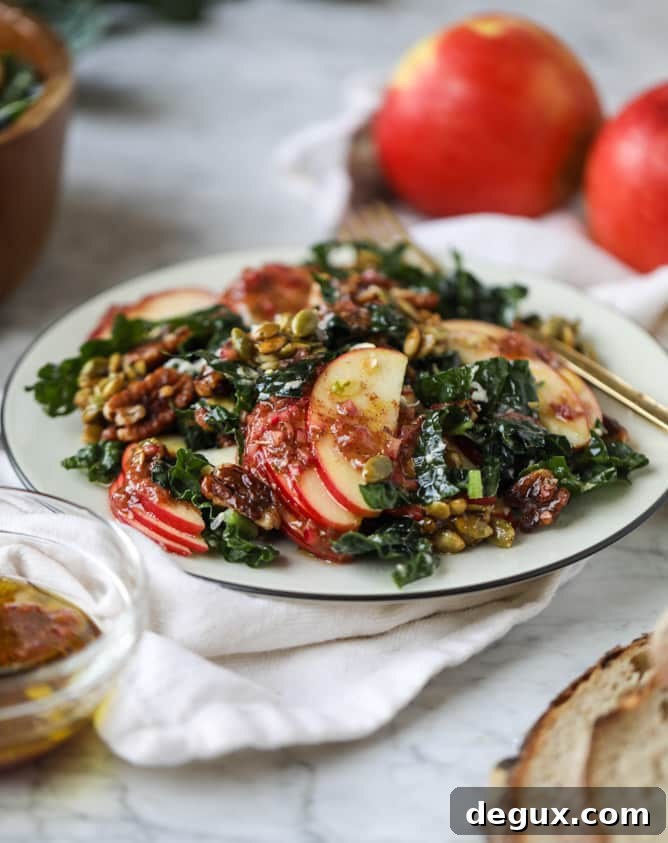 harvest honeycrisp kale salad I howsweeteats.com