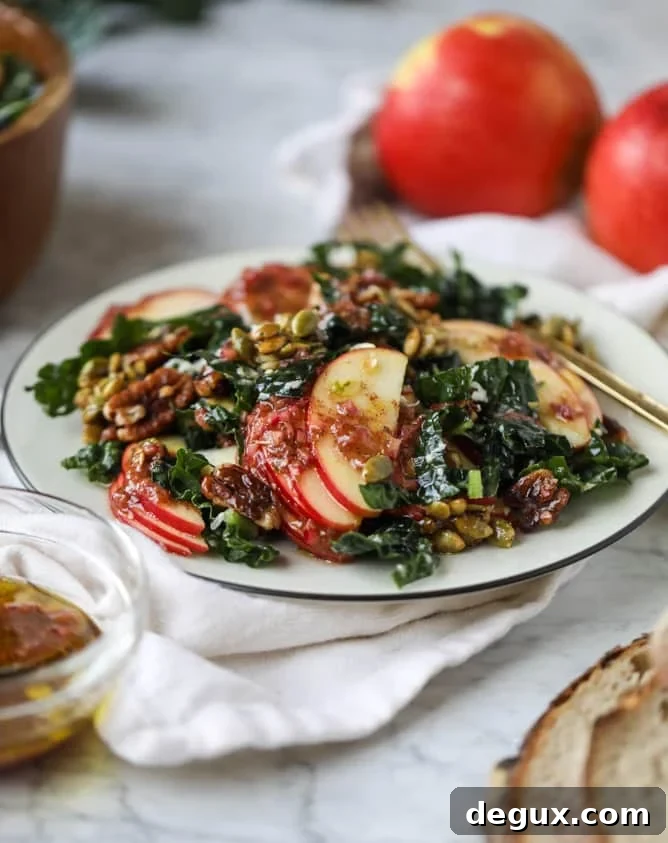 Honeycrisp Apple, Kale & Nut Salad with Maple Vinaigrette 10 harvest honeycrisp kale salad I howsweeteats.com