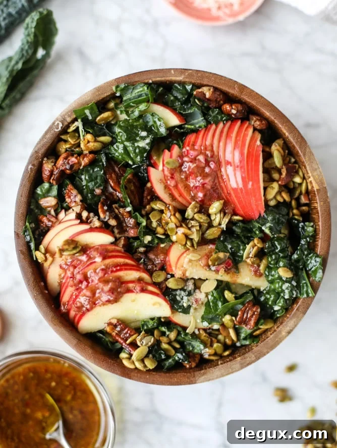 Honeycrisp Apple, Kale & Nut Salad with Maple Vinaigrette 5 harvest honeycrisp kale salad I howsweeteats.com