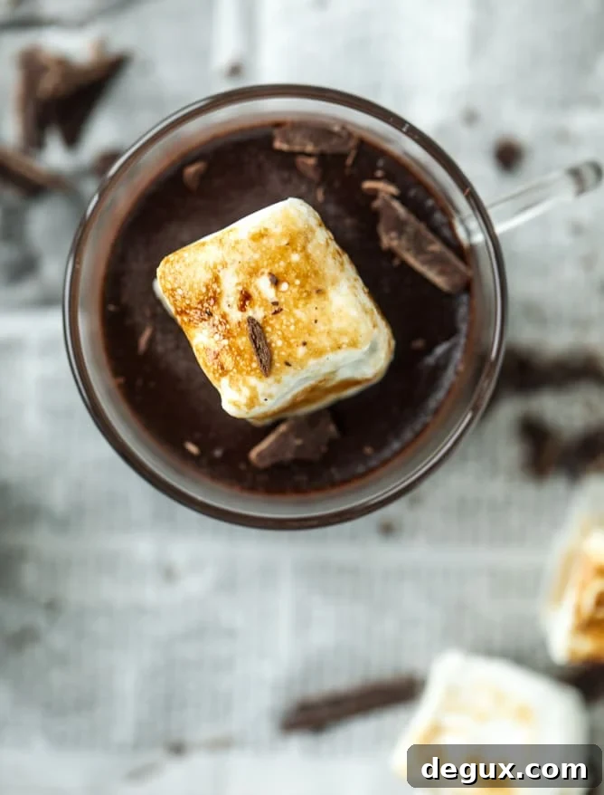 Hot Chocolate Pots de Crème with Toasted Marshmallow Topping 4 hot chocolate and toasted marshmallow pots de creme I howsweeteats.com