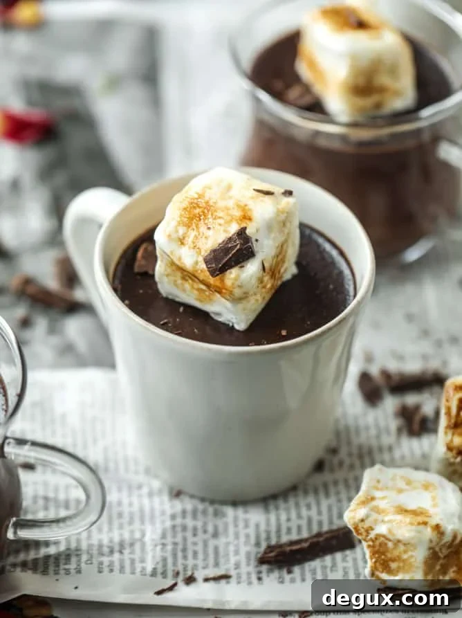 Hot Chocolate Pots de Crème with Toasted Marshmallow Topping 6 hot chocolate and toasted marshmallow pots de creme I howsweeteats.com
