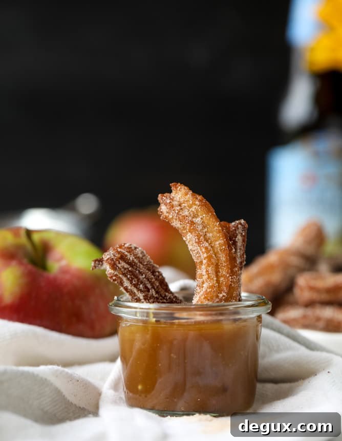 apple cider churros with cider beer caramel I howsweeteats.com