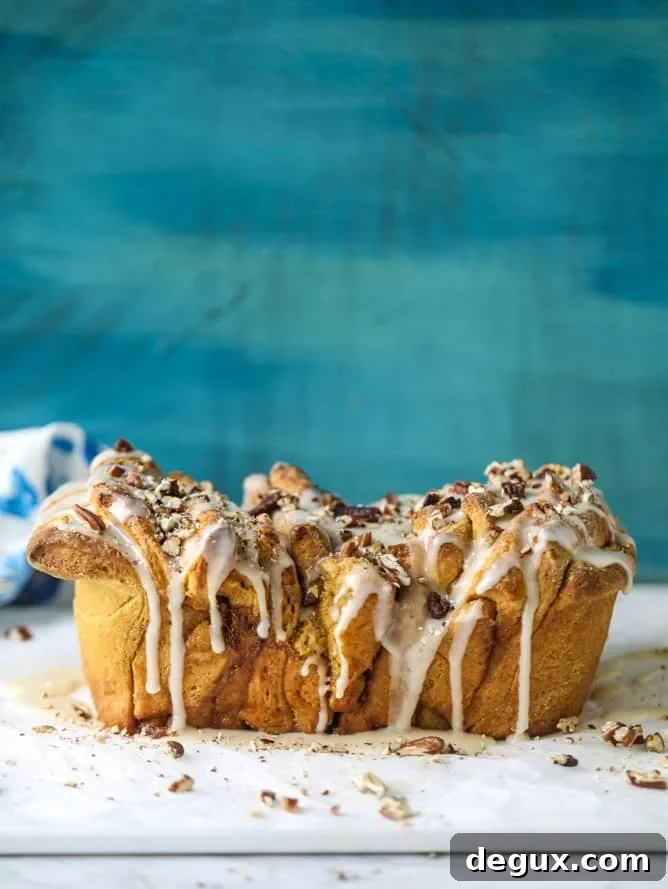Pumpkin Bourbon Cream Pull-Apart Bread with Toasted Pecans 4 pumpkin, bourbon cream and toasted pecan pull apart bread