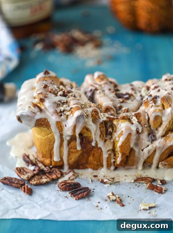 Pumpkin Bourbon Cream Pull-Apart Bread with Toasted Pecans 9 pumpkin, bourbon cream and toasted pecan pull apart bread