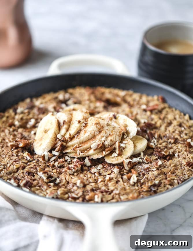 Banana Bourbon Pecan Baked Oatmeal Recipe 4 banana, bourbon and pecan baked oatmeal I howsweeteats.com