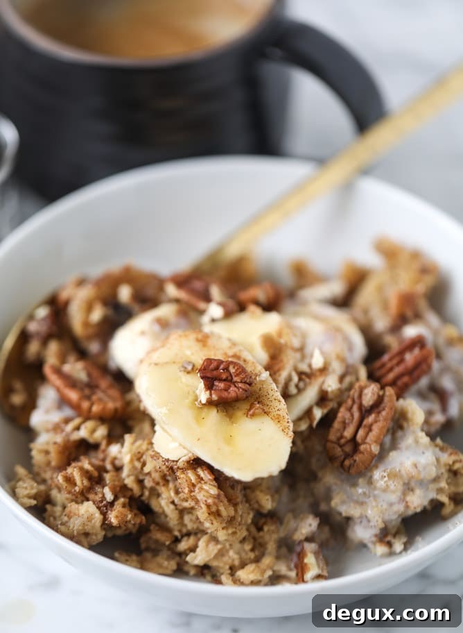 Banana Bourbon Pecan Baked Oatmeal Recipe 7 banana, bourbon and pecan baked oatmeal I howsweeteats.com