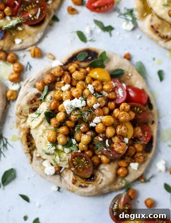crunchy roasted chickpea pitas I howsweeteats.com #chickpeas #vegetarian 