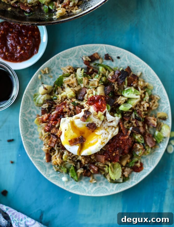bacon brussels sprouts fried rice I howsweeteats.com