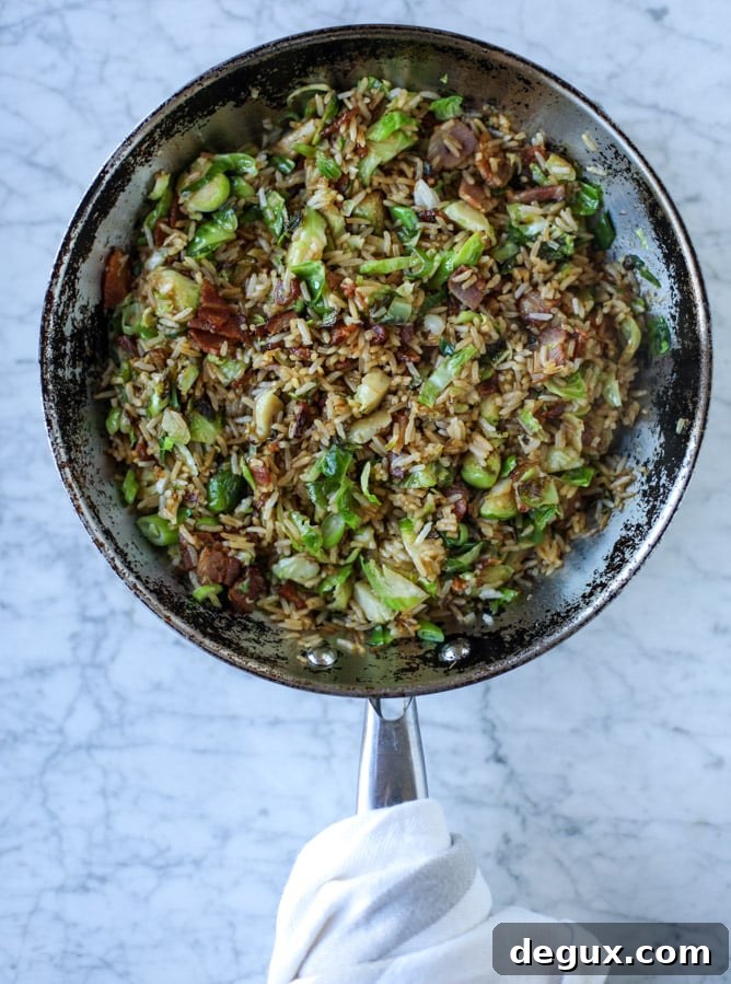 bacon brussels sprouts fried rice I howsweeteats.com