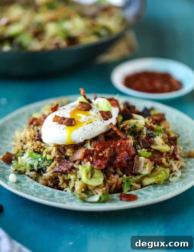 bacon brussels sprouts fried rice I howsweeteats.com