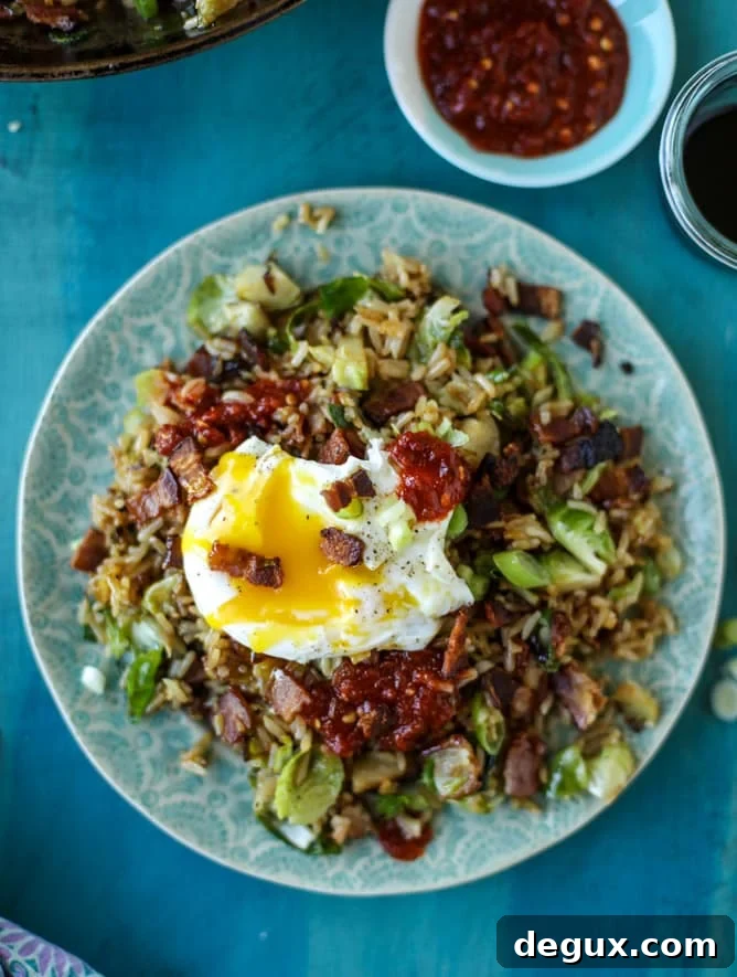 bacon brussels sprouts fried rice I howsweeteats.com