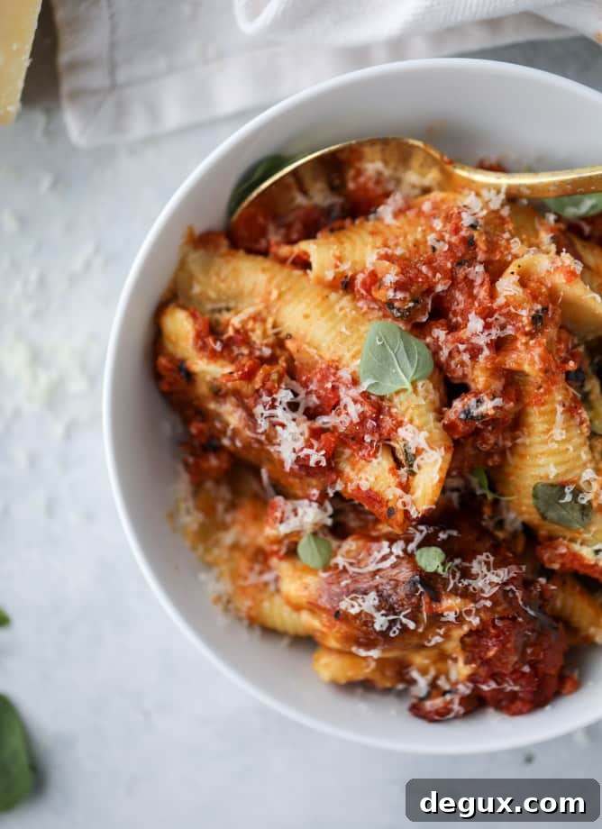 Caramelized Veg & Fontina Stuffed Shells with Roasted Marinara 2 vegetable and fontina stuffed shells with fire roasted marinara
