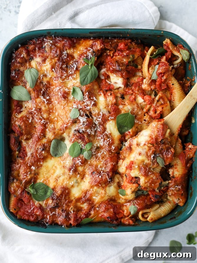 Caramelized Veg & Fontina Stuffed Shells with Roasted Marinara 6 vegetable and fontina stuffed shells with fire roasted marinara