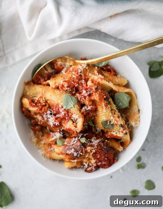 Caramelized Veg & Fontina Stuffed Shells with Roasted Marinara 8 vegetable and fontina stuffed shells with fire roasted marinara