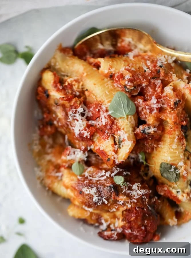 Caramelized Veg & Fontina Stuffed Shells with Roasted Marinara 10 vegetable and fontina stuffed shells with fire roasted marinara