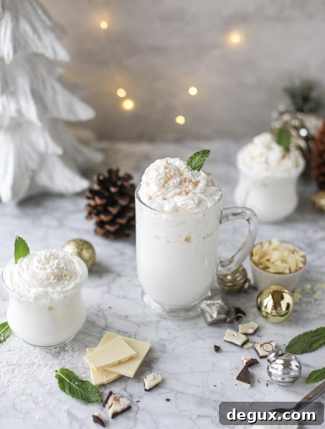 fresh mint white hot chocolate I howsweeteats.com #hotchocolate #christmas #holidays #whitechocolate