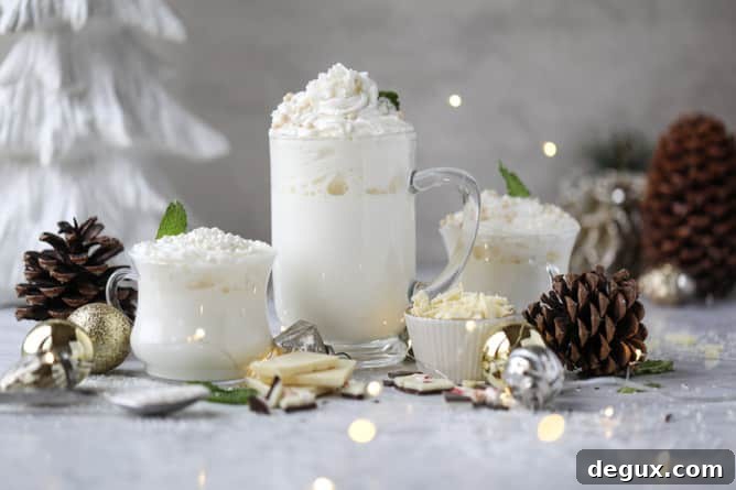 fresh mint white hot chocolate I howsweeteats.com #hotchocolate #christmas #holidays #whitechocolate