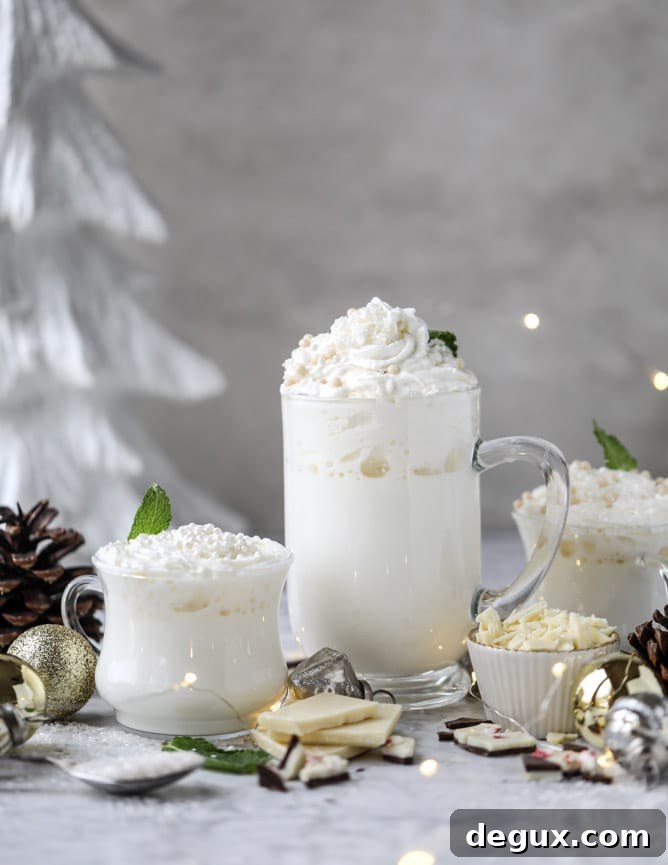 fresh mint white hot chocolate I howsweeteats.com #hotchocolate #christmas #holidays #whitechocolate
