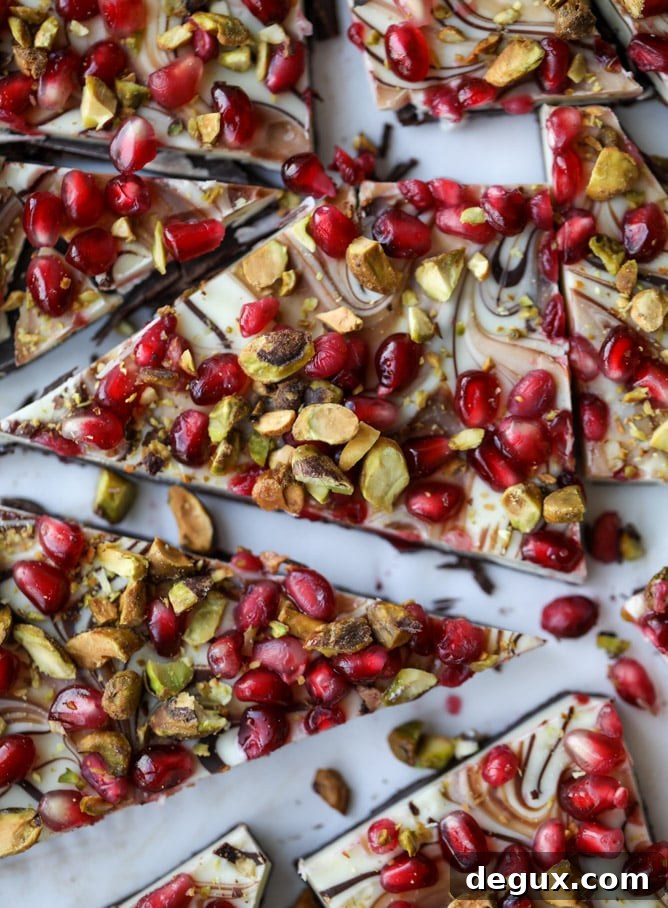 Pomegranate Pistachio Swirled Chocolate Bark Recipe 4 pomegranate pistachio swirled chocolate bark