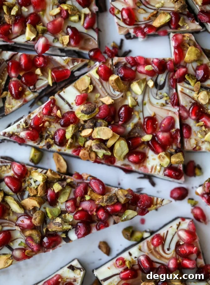 Pomegranate Pistachio Swirled Chocolate Bark Recipe 4 pomegranate pistachio swirled chocolate bark