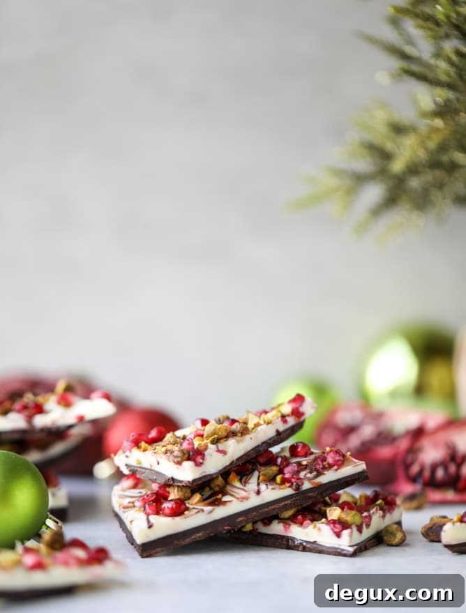 Pomegranate Pistachio Swirled Chocolate Bark Recipe 5 pomegranate pistachio swirled chocolate bark