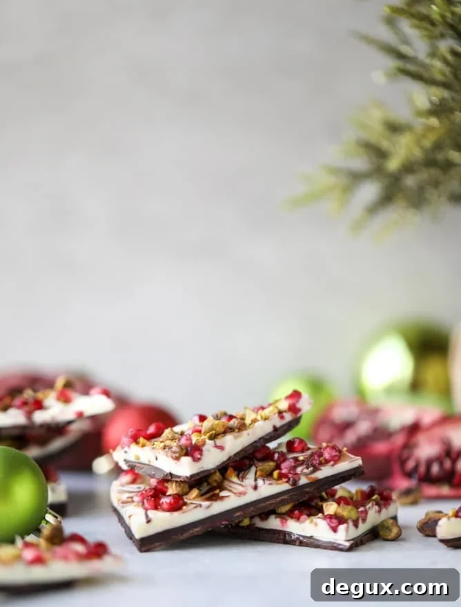 Pomegranate Pistachio Swirled Chocolate Bark Recipe 5 pomegranate pistachio swirled chocolate bark