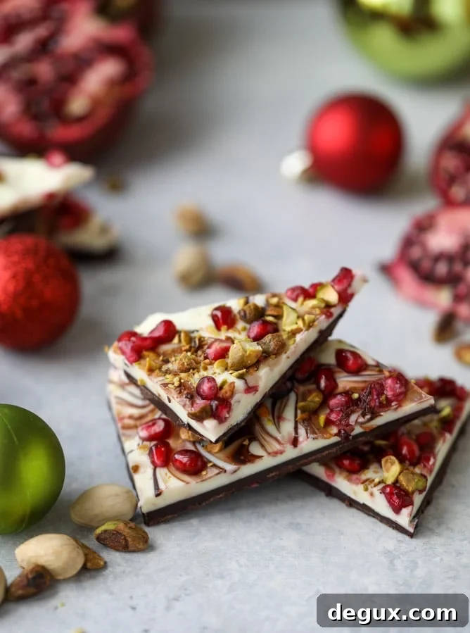 Pomegranate Pistachio Swirled Chocolate Bark Recipe 6 pomegranate pistachio swirled chocolate bark