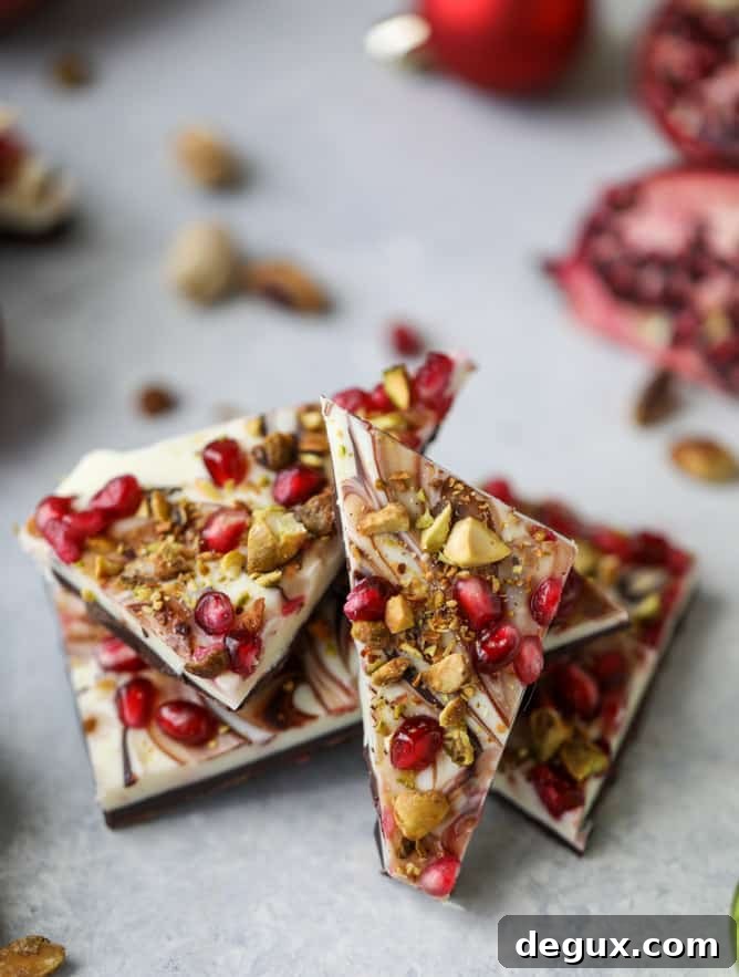 Pomegranate Pistachio Swirled Chocolate Bark Recipe 7 pomegranate pistachio swirled chocolate bark