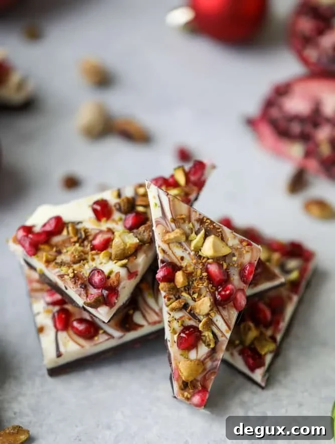 Pomegranate Pistachio Swirled Chocolate Bark Recipe 7 pomegranate pistachio swirled chocolate bark