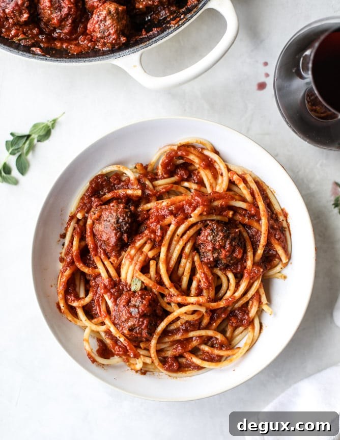 bacon meatballs with bucatini I howsweeteats.com #bacon #pasta #meatballs