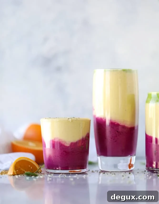 layered immunity boosting smoothie I howsweeteats.com #healthy #recipes #smoothie #immunityboosting
