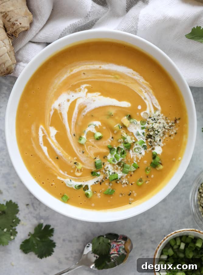 silky ginger sweet potato soup I howsweeteats.com #soup #sweetpotatoes #ginger #vegan