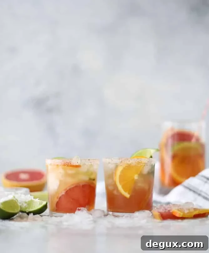 Triple Citrus Kombucha Fizz with Salty Chili Sugar Rim 6 kombucha mocktail - triple citrus kombucha fizz