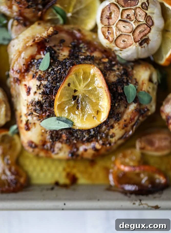 meyer lemon roasted chicken I howsweeteats.com #chicken #lemon #roastedchicken #healthy #meyerlemon