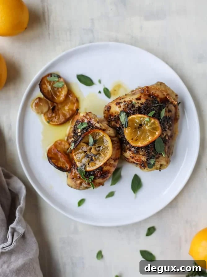 meyer lemon roasted chicken I howsweeteats.com #chicken #lemon #roastedchicken #healthy #meyerlemon