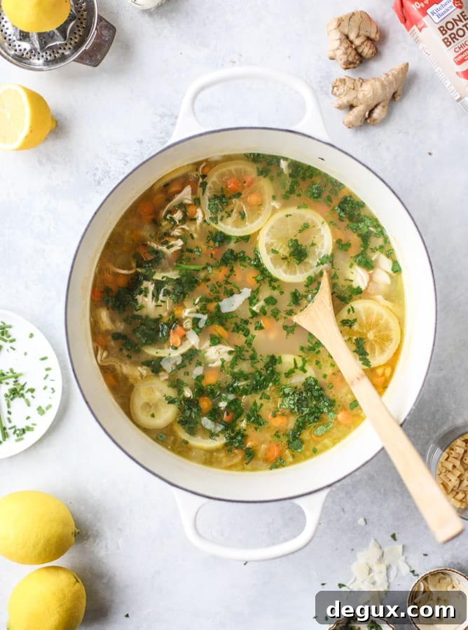 Lemon Chicken Soup Recipe with Fresh Herbs and Rice 6 easy lemon chicken soup