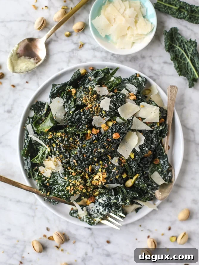 Crisp Kale Salad with Parmesan, Pistachios, and Lemon Vinaigrette 8 parmesan pistachio I howsweeteats.com #kale #pistachio #salad #parmesan #healthy #recipes
