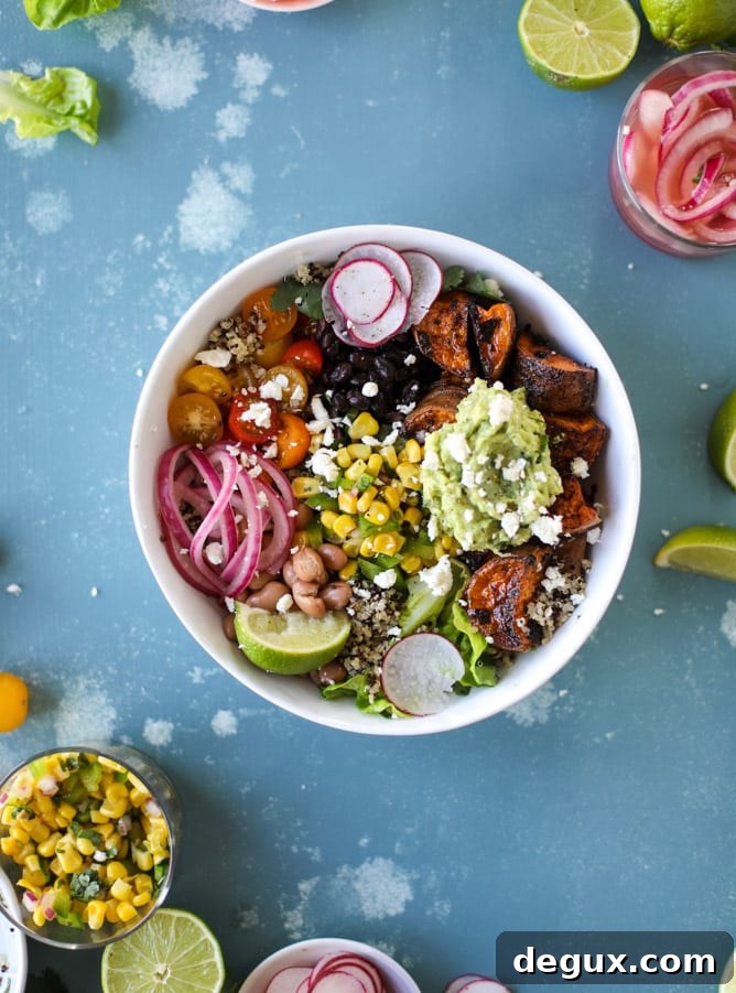 chipotle caramel sweet potato burrito bowls