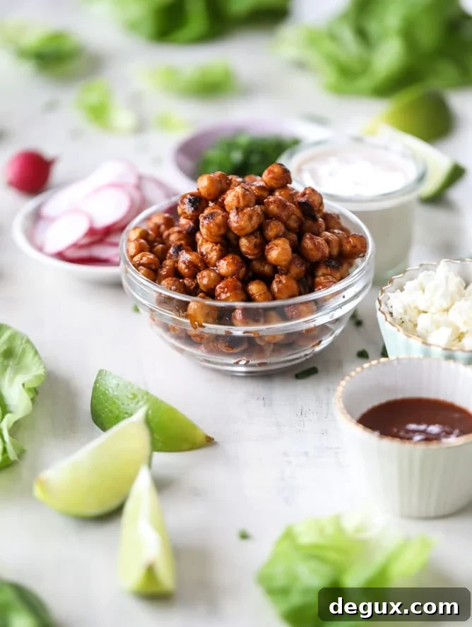 crunchy BBQ chickpea lettuce wraps I howsweeteats.com #chickpeas #lettucewraps #vegetarian #bbqsauce