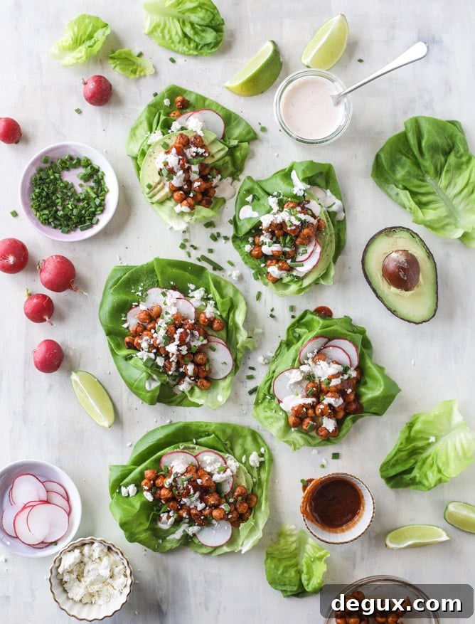 crunchy BBQ chickpea lettuce wraps I howsweeteats.com #chickpeas #lettucewraps #vegetarian #bbqsauce