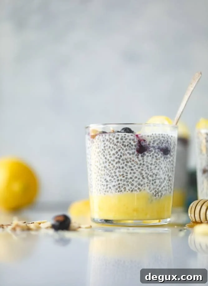 Lemon Curd Chia Seed Parfaits for Bright, Tangy Breakfasts 6 lemon curd chia pudding parfait I howsweeteats.com #lemon #lemoncurd #chiapudding #snack #healthy