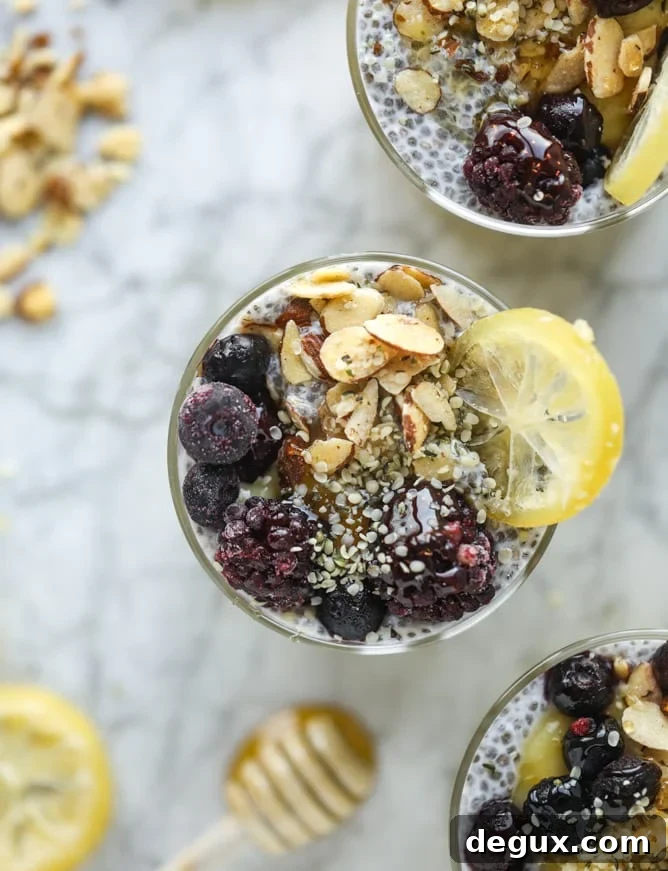 Lemon Curd Chia Seed Parfaits for Bright, Tangy Breakfasts 8 lemon curd chia pudding parfait I howsweeteats.com #lemon #lemoncurd #chiapudding #snack #healthy