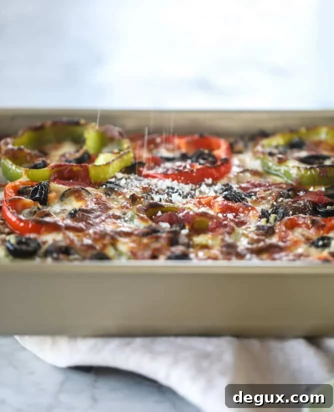 veggie supreme detroit style pizza I howsweeteats.com #detroitstyle #pizza #pizzasupreme #veggiepizza #vegetarian 