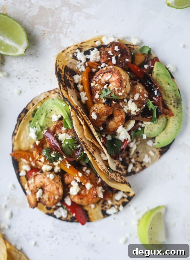 adobo shrimp fajitas I howsweeteats.com #shrimp #fajitas #tacos