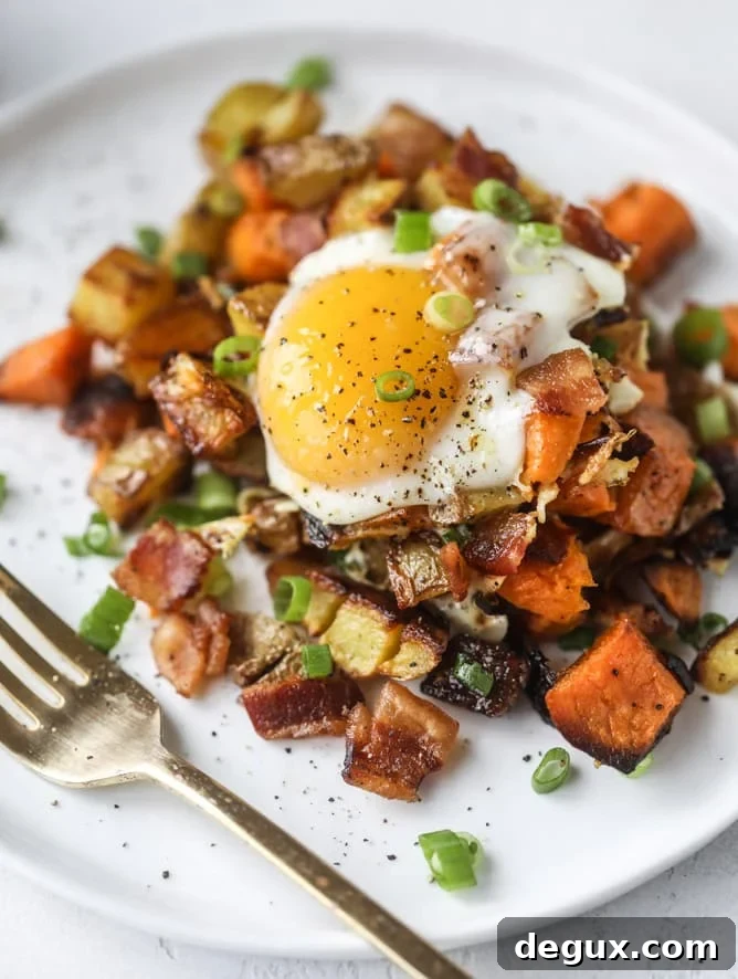 sheet pan breakfast I howsweteats.com #breakfast #sheetpan #sweetpotato #eggs #bacon