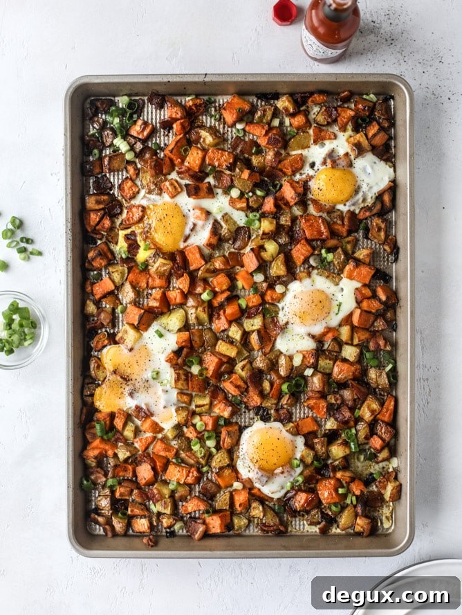 sheet pan breakfast I howsweteats.com #breakfast #sheetpan #sweetpotato #eggs #bacon