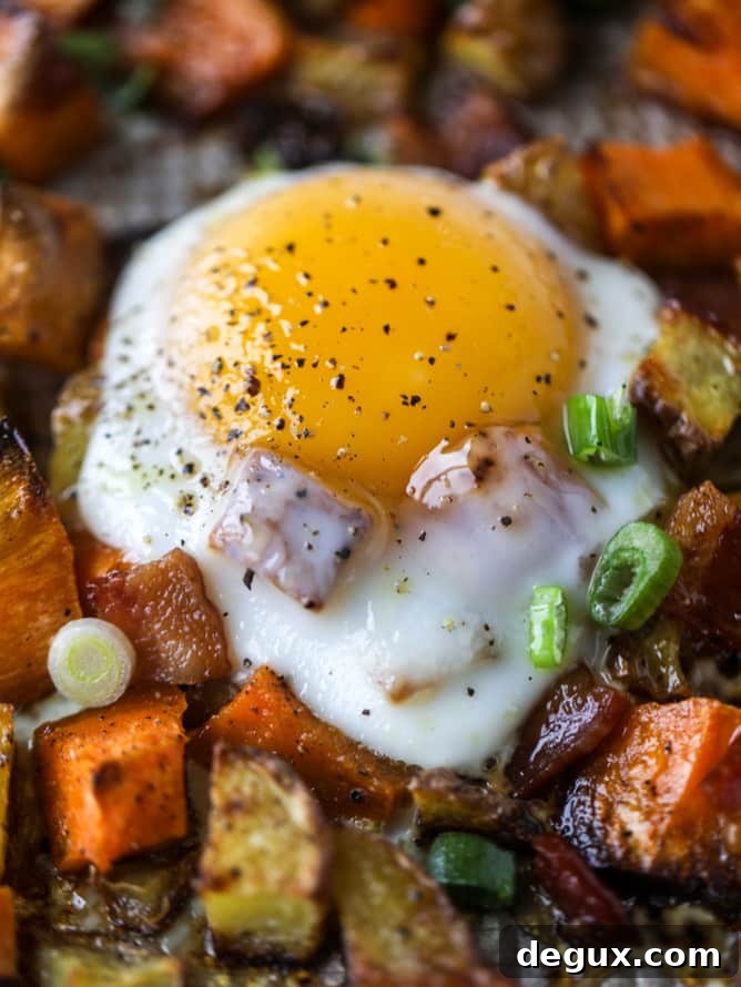 sheet pan breakfast I howsweteats.com #breakfast #sheetpan #sweetpotato #eggs #bacon