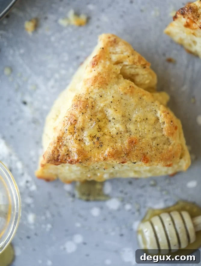 honey cheddar black pepper scones I howsweeteats.com #scones #honey #cheddar #blackpepper