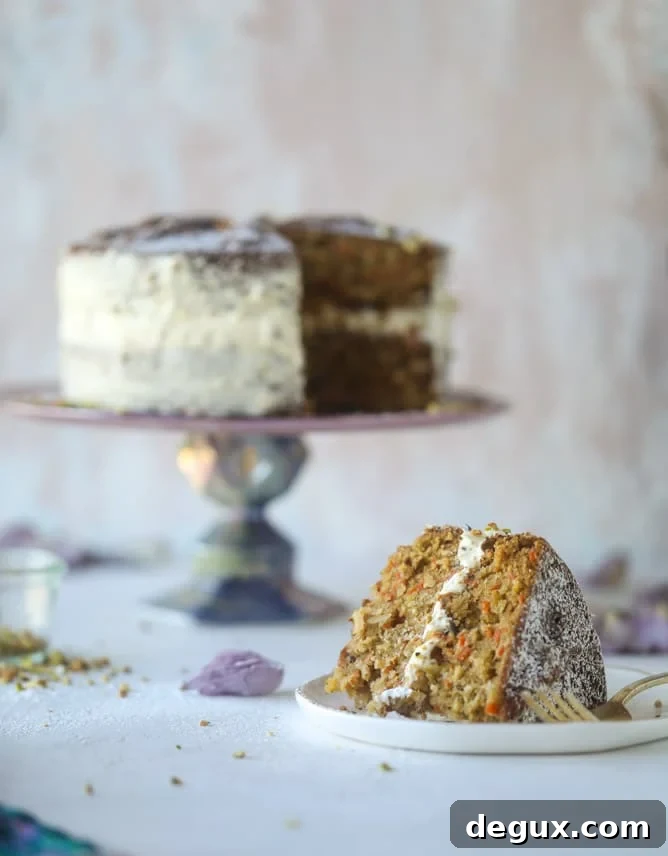 pistachio carrot cake with cream cheese frosting